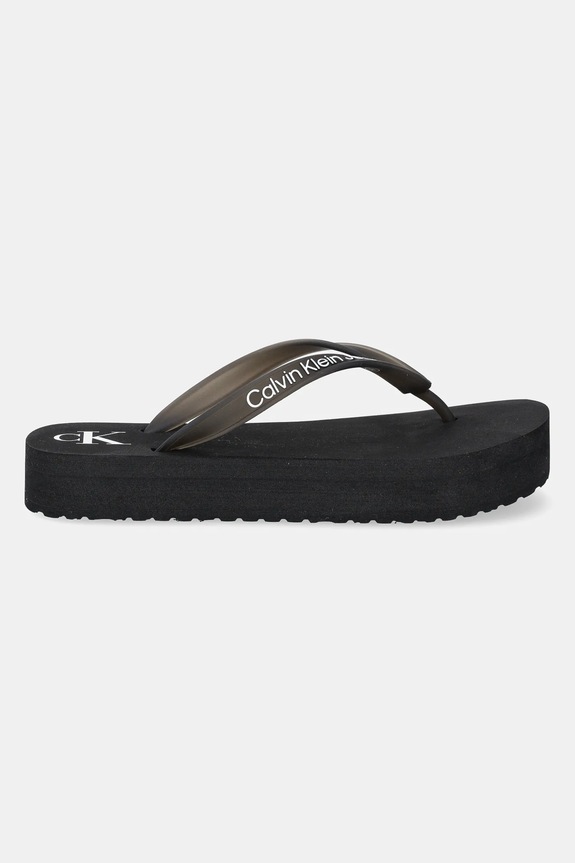 Calvin Klein Jeans slapi BEACH SANDAL FLATFORM TPU YW0YW01830 negru SS25