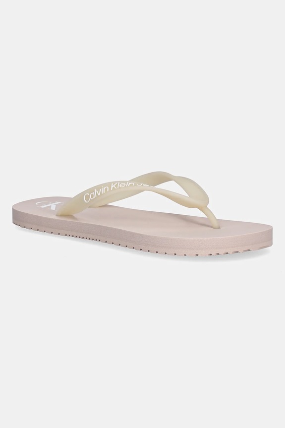 Japonke Calvin Klein Jeans BEACH SANDAL TRANSPARENT TPU Ravna bež YW0YW01829