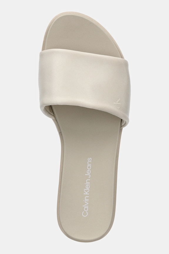 Calvin Klein Jeans papuci FLATFORM SANDAL SLIDE IN NYLON bej YW0YW01791