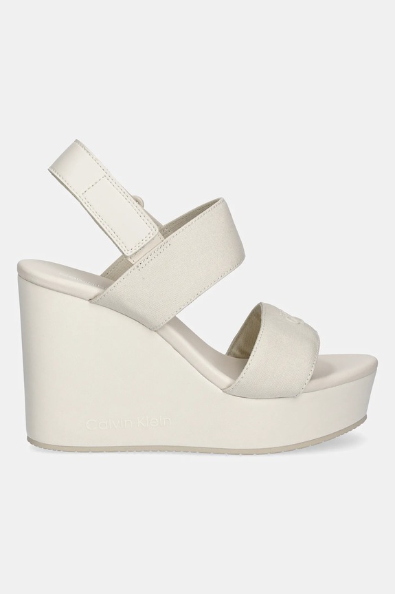Calvin Klein Jeans sandały WEDGE SANDAL WEBBING IN YW0YW01790 beżowy SS25