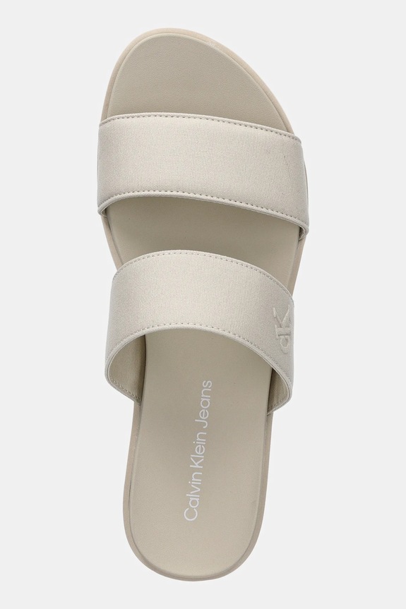 Calvin Klein Jeans papucs FLATFORM SANDAL WEBBING IN bézs YW0YW01789