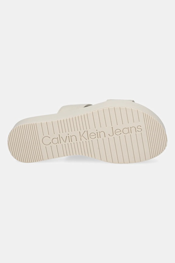 Calvin Klein Jeans papucs FLATFORM SANDAL WEBBING IN YW0YW01789 bézs