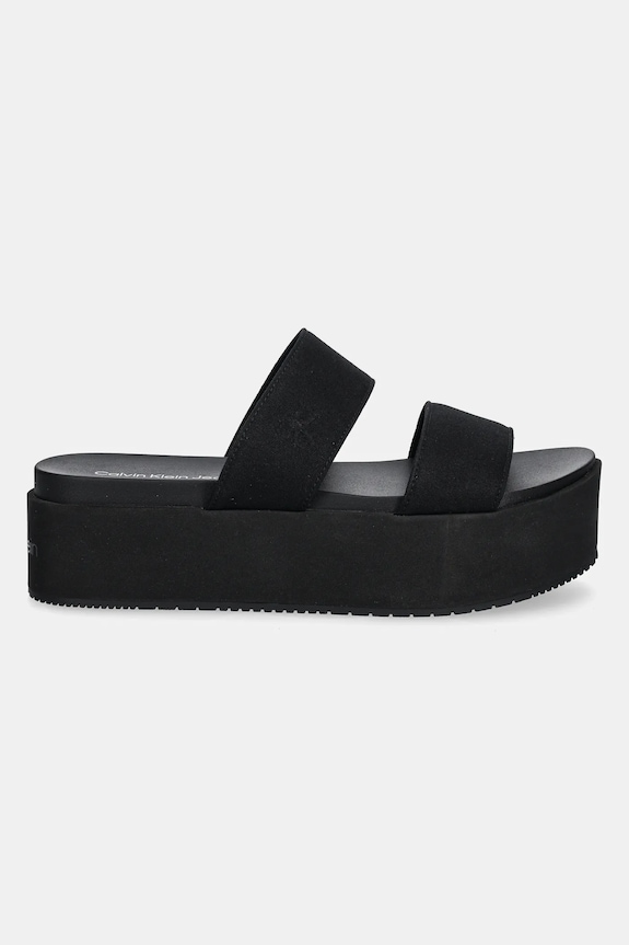 Calvin Klein Jeans papuci FLATFORM SANDAL WEBBING IN YW0YW01789 negru SS25