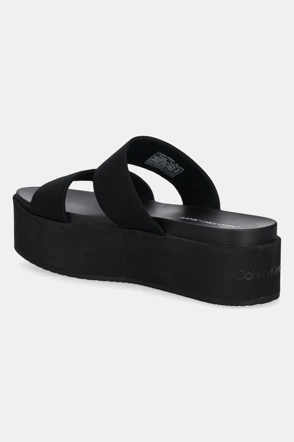 Încălțăminte Calvin Klein Jeans papuci FLATFORM SANDAL WEBBING IN YW0YW01789 negru