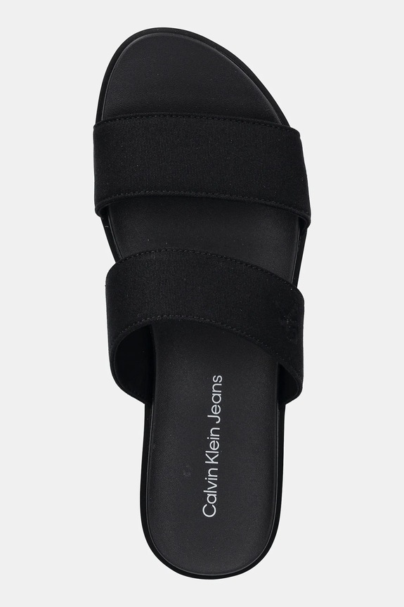 Calvin Klein Jeans papuci FLATFORM SANDAL WEBBING IN negru YW0YW01789
