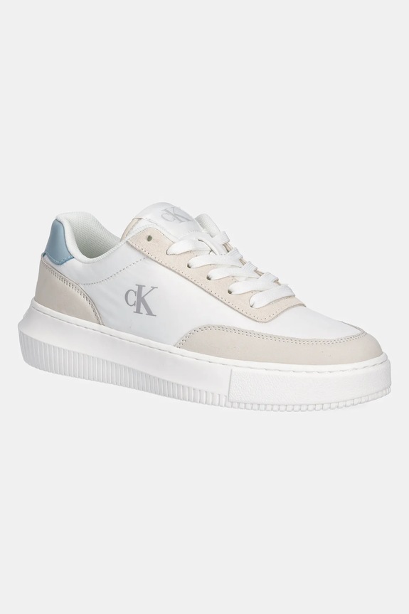 Tenisky Calvin Klein Jeans CHUNKY CUPSOLE LOW MIX IN semišová koža biela YW0YW01768