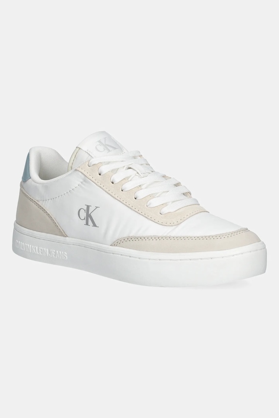 Tenisky Calvin Klein Jeans CLASSIC CUPSOLE MIX IN semišová koža biela YW0YW01767