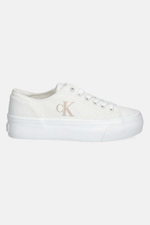 Calvin Klein Jeans VULC FLATFORM LOW CV MG teniși femei YW0YW01763 alb SS26