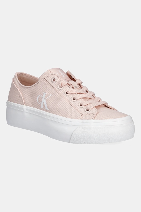 Calvin Klein Jeans VULC FLATFORM LOW CV MG πάνινα sneakers Γυναικεία πλατφόρμα μπεζ YW0YW01763