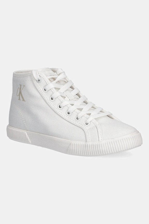 Kecky Calvin Klein Jeans ESS VULC MID CV MG WN plochá bílá YW0YW01761