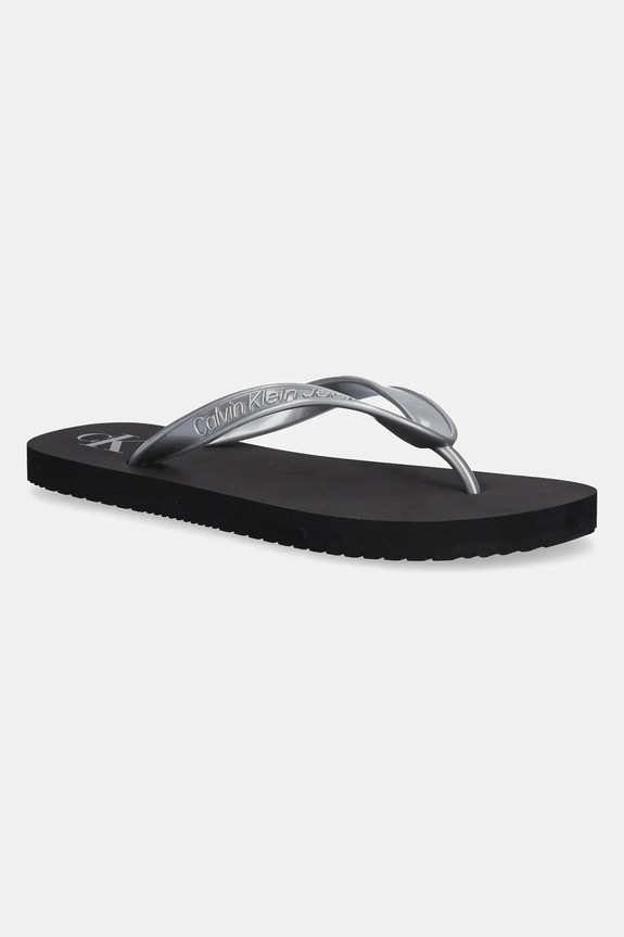 Calvin Klein Jeans infradito BEACH SANDAL MONOLOGO TPU flat argento YW0YW01719