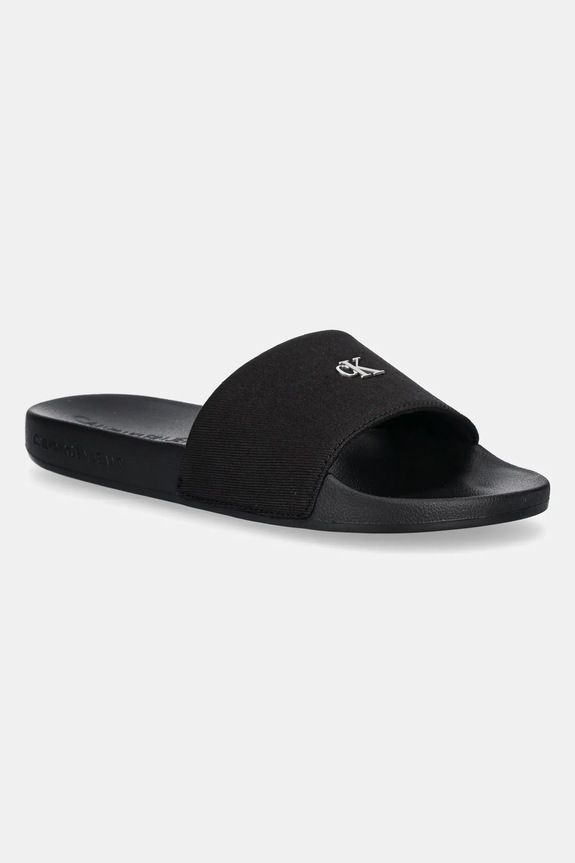 Calvin Klein Jeans klapki SLIDE MONOGRAM HARDWARE tekstylny czarny YW0YW01713