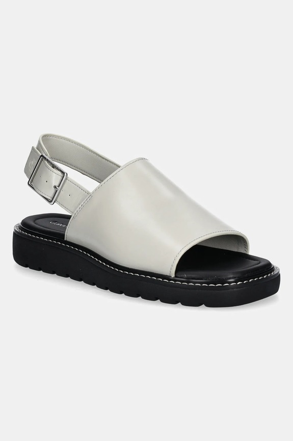 Sandále Calvin Klein Jeans SQ MOLDED SANDAL SLING MG LTH plochý béžová YW0YW01711