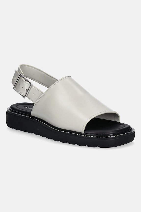 Sandále Calvin Klein Jeans SQ MOLDED SANDAL SLING MG LTH plochý béžová YW0YW01711