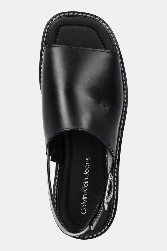 Σανδάλια Calvin Klein Jeans SQ MOLDED SANDAL SLING MG LTH μαύρο YW0YW01711