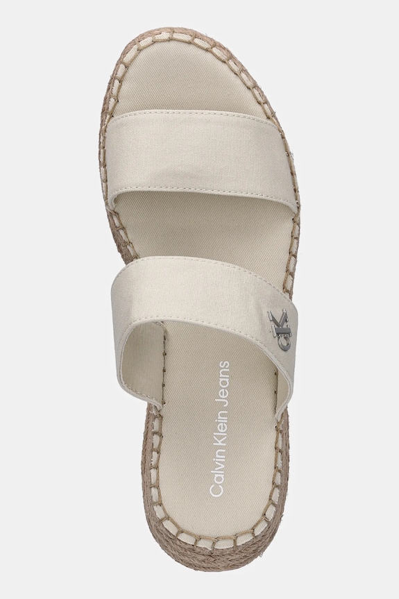 Šľapky Calvin Klein Jeans SPORTY ROPE MG LTH WEBBING béžová YW0YW01704
