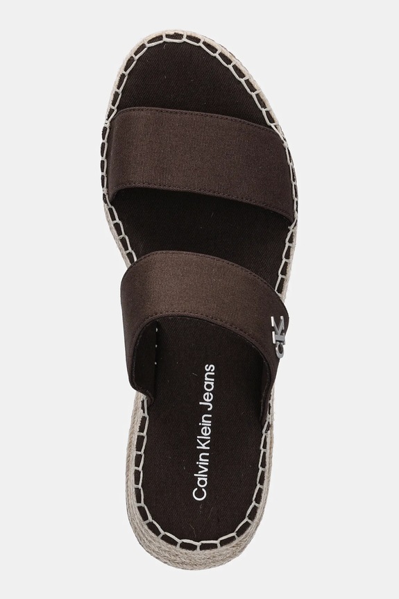 Šľapky Calvin Klein Jeans SPORTY ROPE MG LTH WEBBING hnedá YW0YW01704