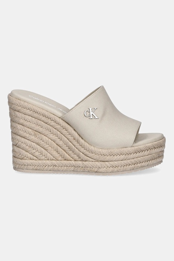 Παντόφλες Calvin Klein Jeans WEDGE ROPE SLIDE MG YW0YW01699 μπεζ SS25