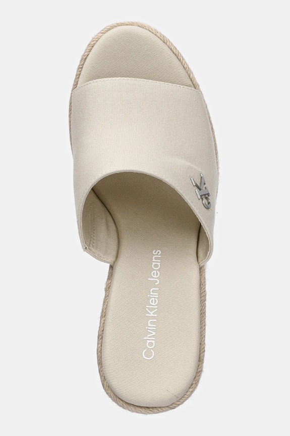 Παντόφλες Calvin Klein Jeans WEDGE ROPE SLIDE MG μπεζ YW0YW01699