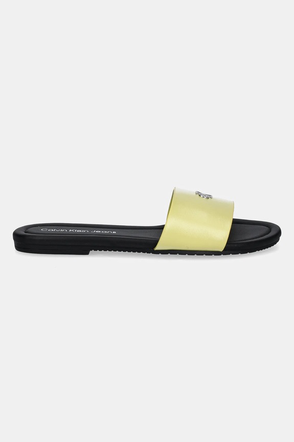 Calvin Klein Jeans papuci FLAT SANDAL SLIDE MG YW0YW01697 galben SS25