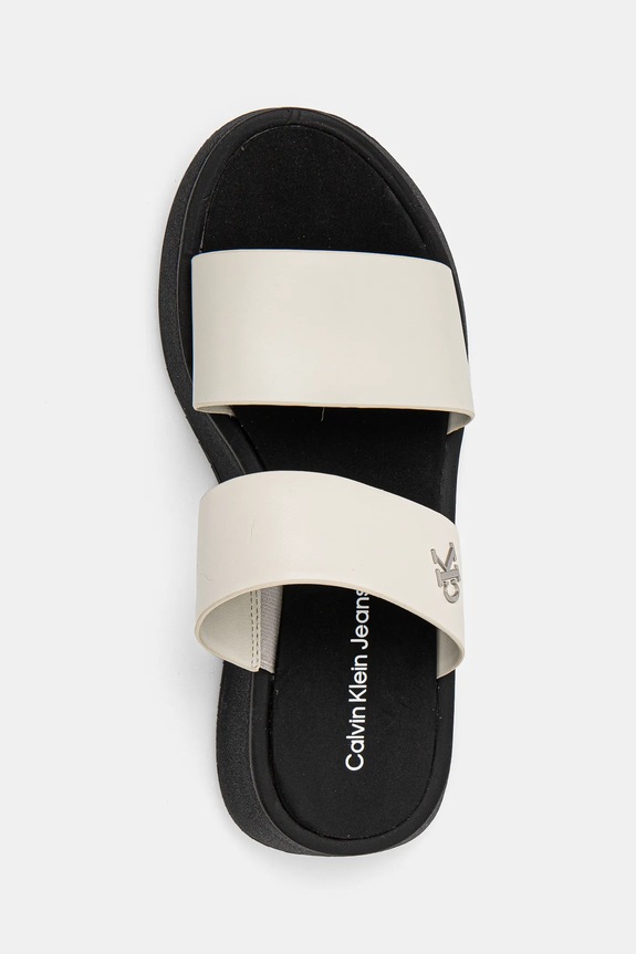 Παντόφλες Calvin Klein Jeans SANDAL SLIDE DOUBLE STRAP μπεζ YW0YW01694