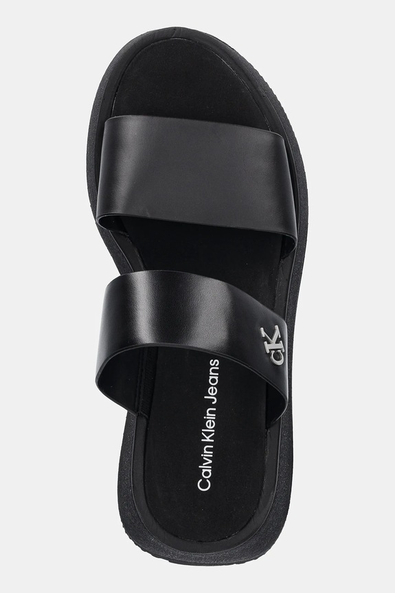 Šľapky Calvin Klein Jeans SANDAL SLIDE DOUBLE STRAP čierna YW0YW01694