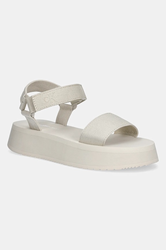 Calvin Klein Jeans sandały SANDAL VELCRO WEBBING MG syntetyczny beżowy YW0YW01693
