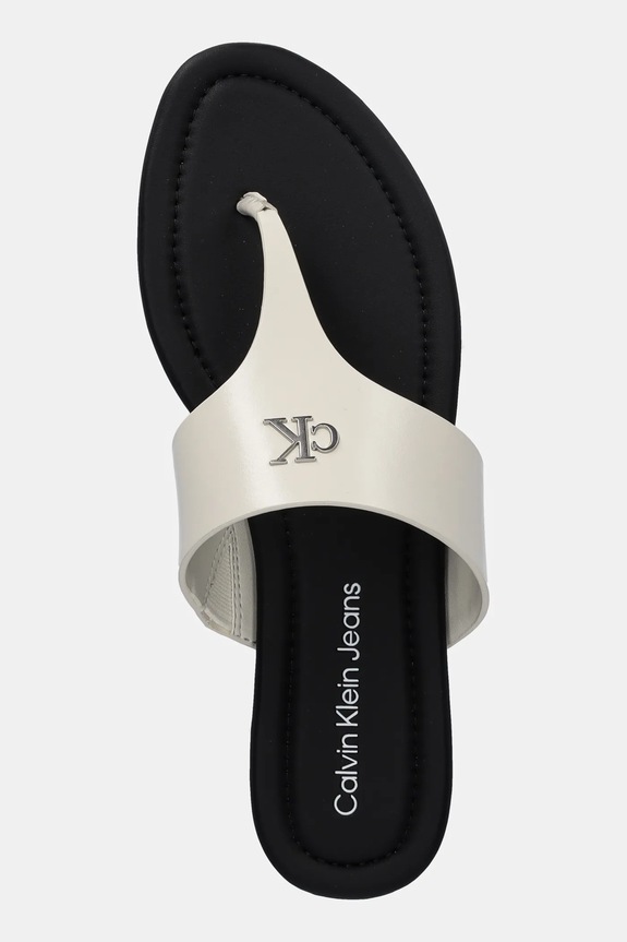 Σαγιονάρες Calvin Klein Jeans FLAT SANDAL TOEPOST MG μπεζ YW0YW01691