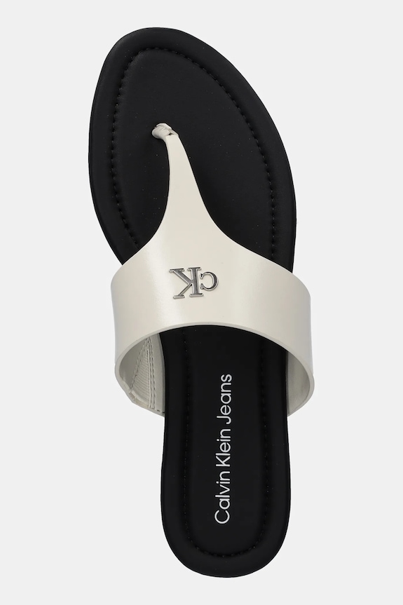 Σαγιονάρες Calvin Klein Jeans FLAT SANDAL TOEPOST MG μπεζ YW0YW01691