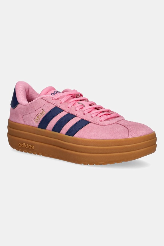 Semišové tenisky adidas Vl Court Bold imitácia kože ružová JI1789