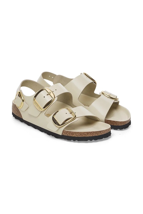 Birkenstock sandali in pelle Milano Big Buckle beige 1025395
