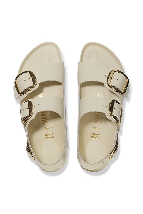 Birkenstock sandali in pelle Milano Big Buckle 1025395 beige
