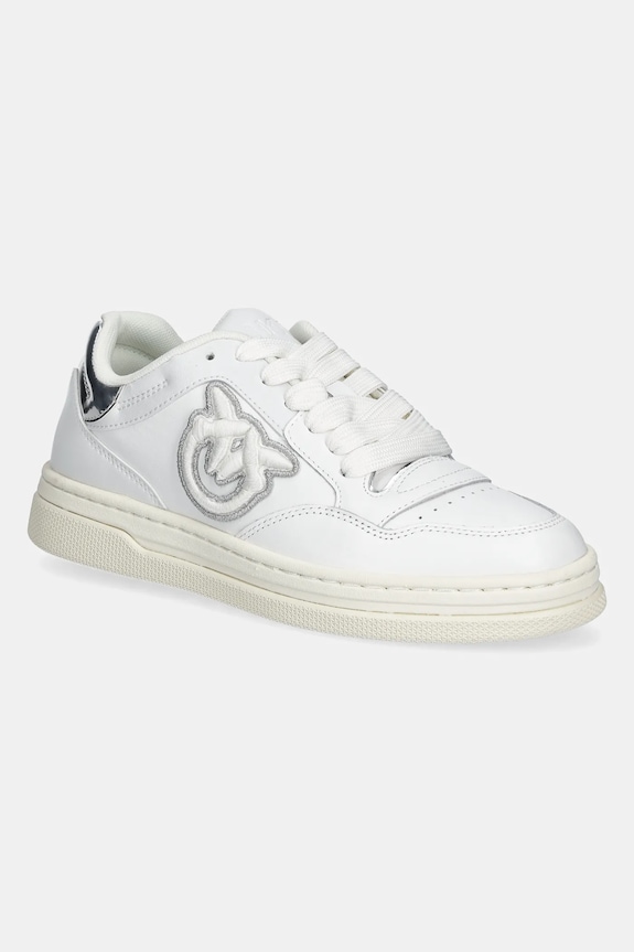 Pinko sneakers in pelle Mandy finta pelle fiore bianco SS0077.P014.ZI6