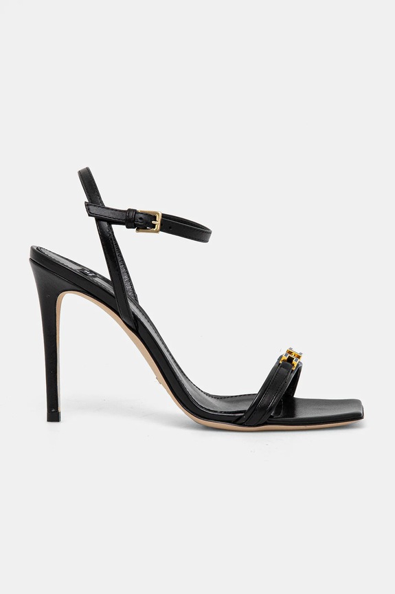 Δερμάτινα πέδιλα Elisabetta Franchi SA57L51E2.110 μαύρο SS25