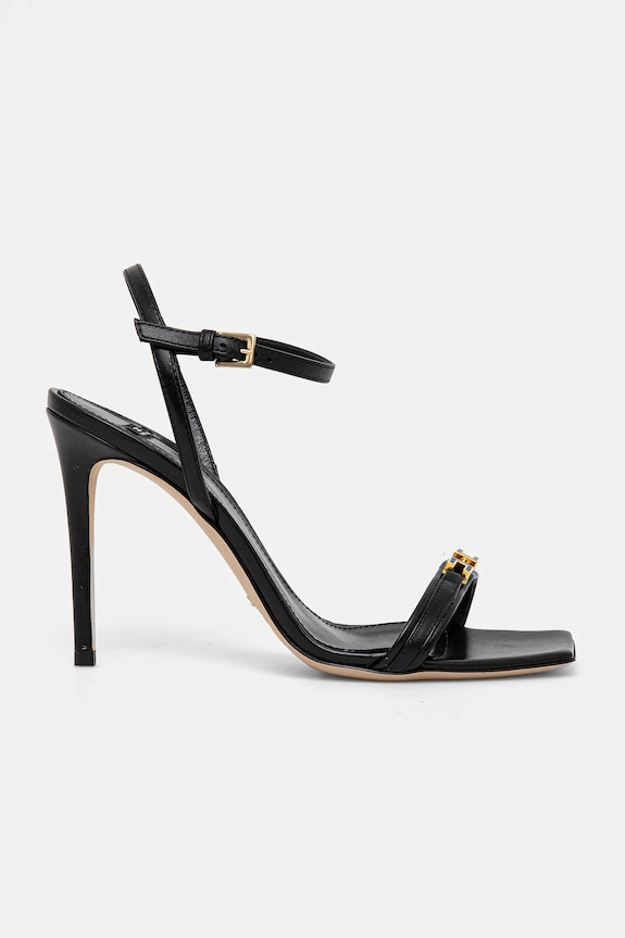 Δερμάτινα πέδιλα Elisabetta Franchi SA57L51E2.110 μαύρο SS25