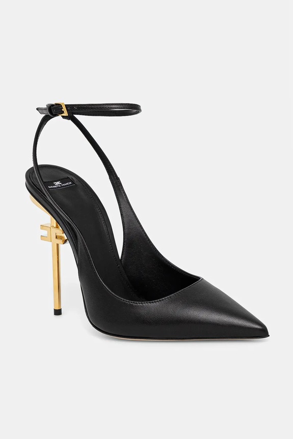 Elisabetta Franchi tacchi in pelle pelle fiore nero SA26B51E2.110