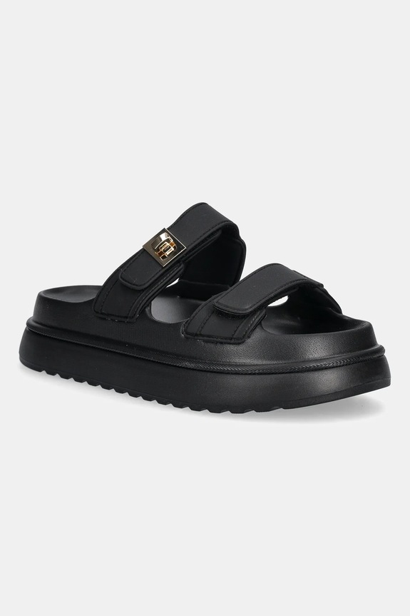 Παντόφλες Steve Madden Bigschmona-J ίσια πλατφόρμα μαύρο SM11003858.001