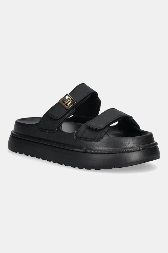 Παντόφλες Steve Madden Bigschmona-J ίσια πλατφόρμα μαύρο SM11003858.001