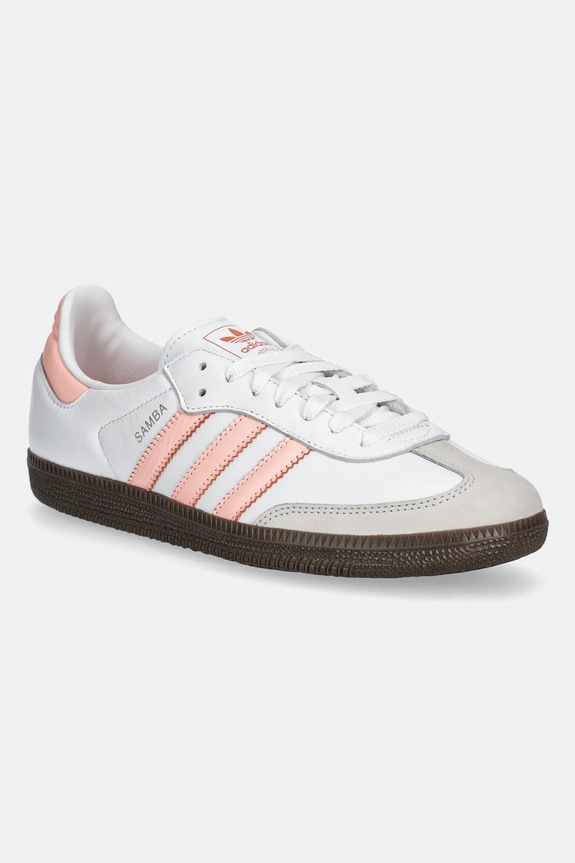 Usnjene superge adidas Originals Samba Og W Zrnato usnje bela JH5687