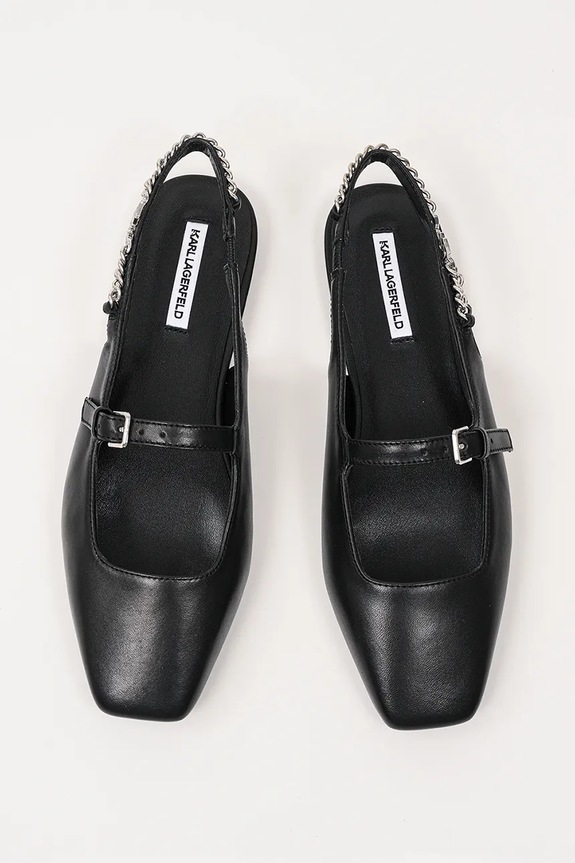 Karl Lagerfeld bőr balerina cipő KONNIE fekete KL40181.000