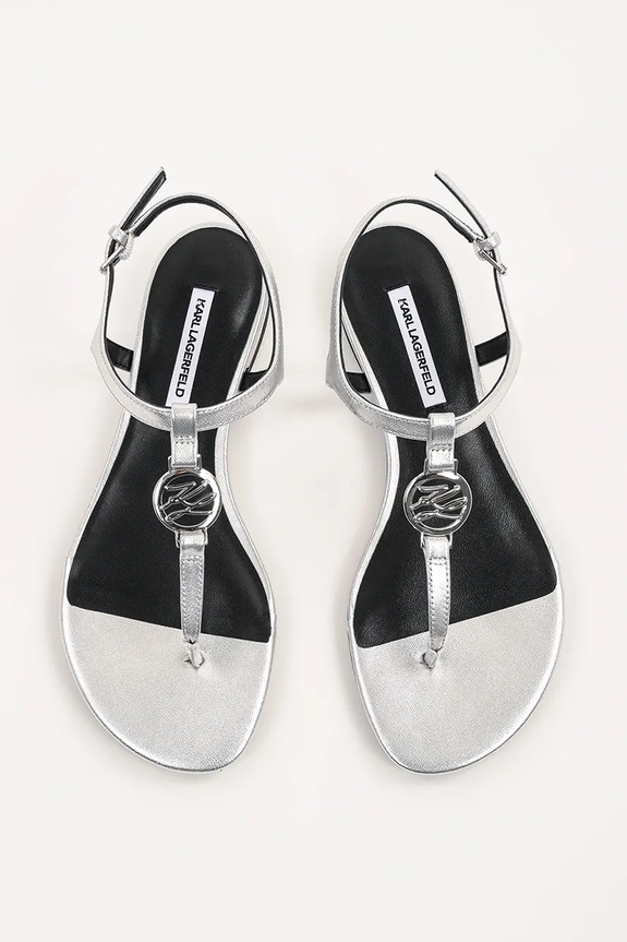 Δερμάτινα σανδάλια Karl Lagerfeld ALISSO ασημί KL82515.0SL
