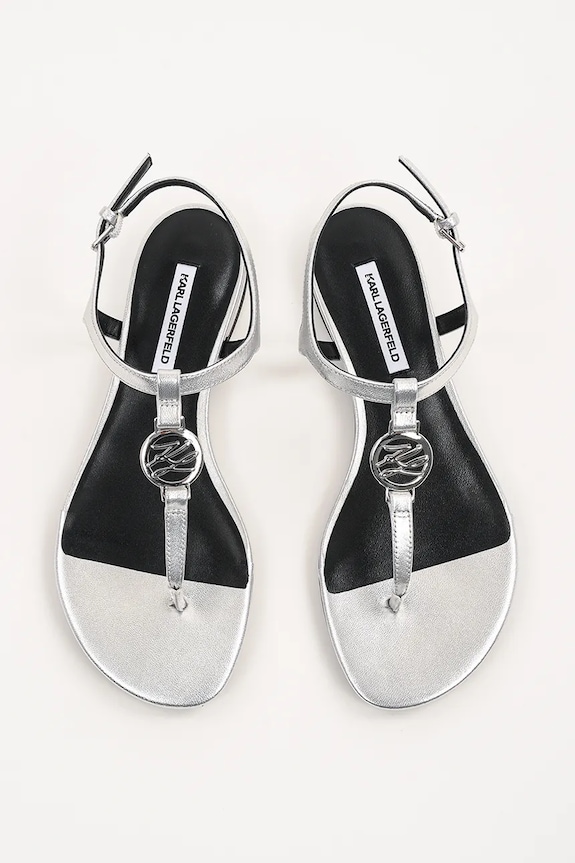 Δερμάτινα σανδάλια Karl Lagerfeld ALISSO ασημί KL82515.0SL