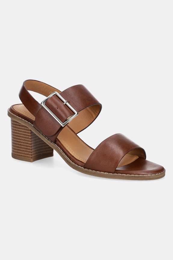 Kožne sandale Jonak ACRE široka potpetica smeđa 3400002