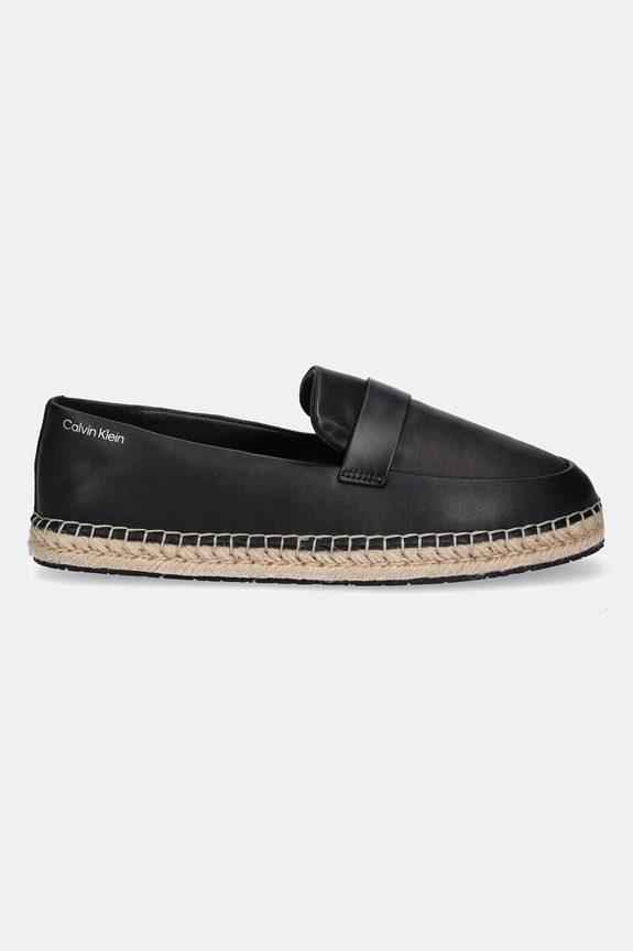 Calvin Klein espadryle skórzane ESPADRILLE W/CK HW - LTH HW0HW02390 czarny SS25