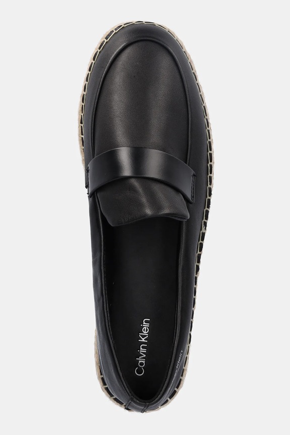 Calvin Klein espadryle skórzane ESPADRILLE W/CK HW - LTH czarny HW0HW02390
