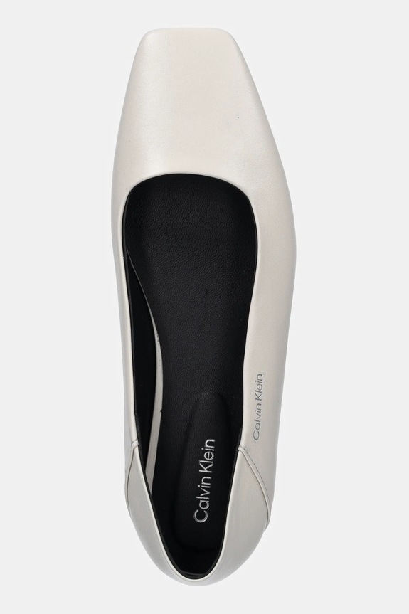 Calvin Klein baleriny skórzane FLAT BALLERINA - LTH beżowy HW0HW02463