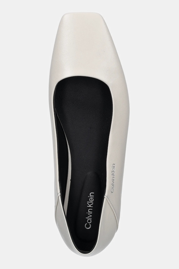 Calvin Klein baleriny skórzane FLAT BALLERINA - LTH beżowy HW0HW02463