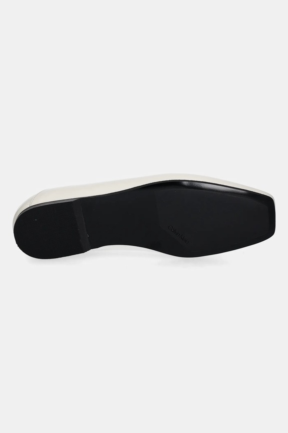 Calvin Klein baleriny skórzane FLAT BALLERINA - LTH HW0HW02463 beżowy