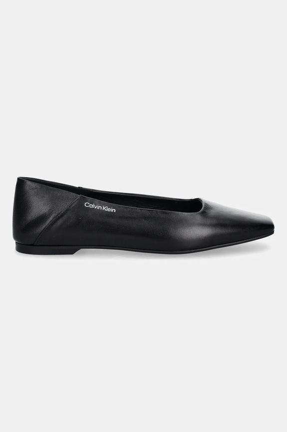Calvin Klein bőr balerina cipő FLAT BALLERINA - LTH HW0HW02463 fekete SS25