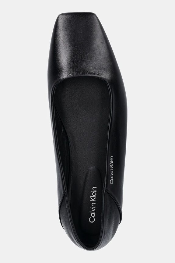 Calvin Klein bőr balerina cipő FLAT BALLERINA - LTH fekete HW0HW02463